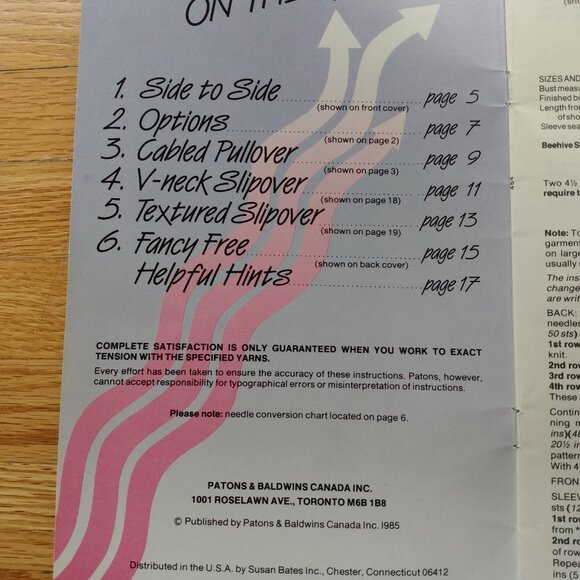 Vintage Sweaters Vests Knitting Pattern Book "Hurry Knits" Loose Fit Patons 464 - Picture 4 of 8